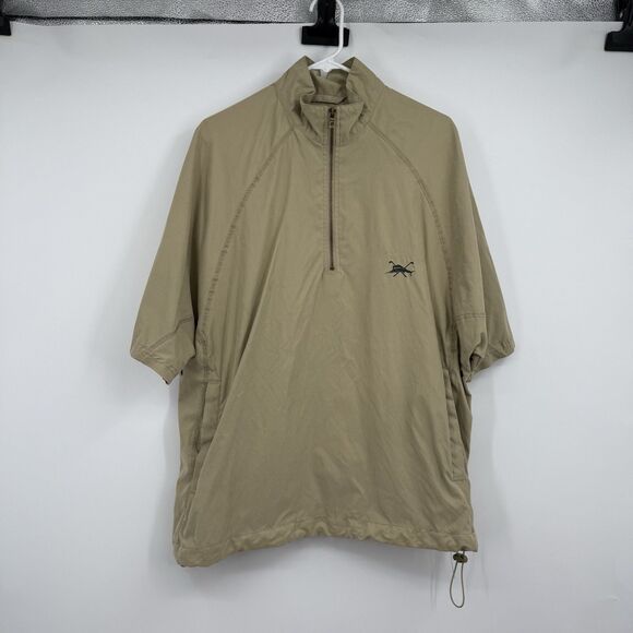 Mens Tommy Bahama Beige M Mercedes Benz Pullover 1/4 Zip Windbreaker Jacket - Picture 1 of 12